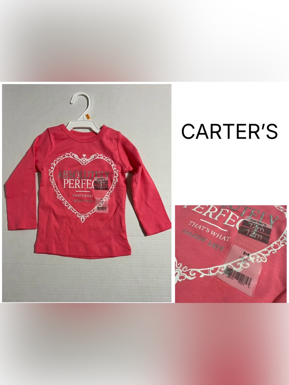 CARTER’S - 12M - NWT - INFANT GIRLS PINK LONG SLEEVED TOP